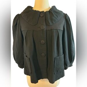 Aquarius Cotton Black lightweight Blazer 1/4 Puff Sleeves oversize Button Size M